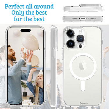 iPhone 15 Pro Heavy Duty Shiny Glitter Clear Case Cover - Scratch Resistant, MagSafe Compatible, Screen & Camera Lens Protection - Shiny Clear